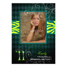 PixDezines 2011 Graduation, Zebra Print Personalized Invite