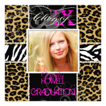 PixDezines 2013 Grads, cheetah+zebra/diy colours Personalized Invite