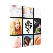 PixDezines 9-Photo On Canvas, Black Frame Template Stretched Canvas Prints