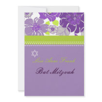 PixDezines Alegre retro floral, Bat Mitzvah Personalized Invite