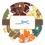 PixDezines Alegre Retro Floral, Monogram Stickers
