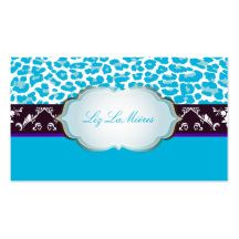 PixDezines aqua blue cheetah/DIY background colour Business Card Template