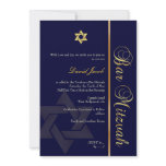 PixDezines Bar Mitzvah/diy colour..Navy Blue/gold Personalized Invites