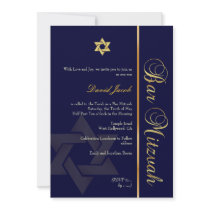 PixDezines Bar Mitzvah/diy colour..Navy Blue/gold Personalized Invites