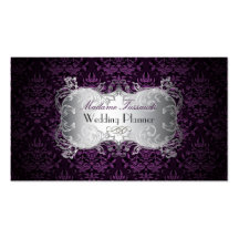 PixDezines bijoux damask faux silver/plum Business Cards
