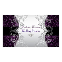 PixDezines bijoux damask faux silver/purple Business Card Templates