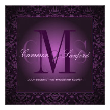 PixDezines bijoux damask /plum Personalized Announcements