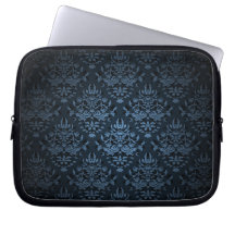 PixDezines Bijoux Damask, slate blue Laptop Sleeves
