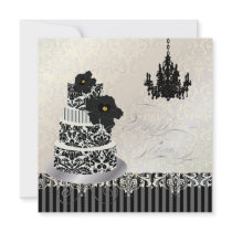 PixDezines Black+White Wedding Cake Bridal Shower Custom Invitation