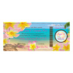 PixDezines Boarding Pass Pink Plumerias+beach Personalized Invitations