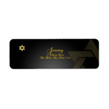 PixDezines Classic Bar Mitzvah/black+gold Return Address Labels
