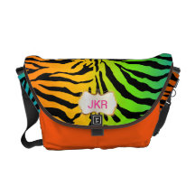 PixDezines diy colour/rainbow zebra stripes Courier Bag