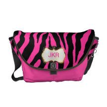 PixDezines diy colour zebra stripes/monogram Courier Bags