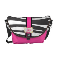 PixDezines diy colour zebra stripes/monogram Messenger Bags