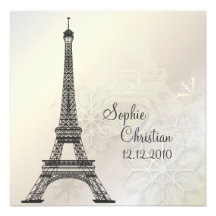 PixDezines Eiffel Tower + snowflakes Personalized Invite