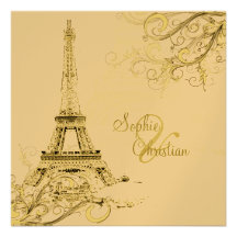 PixDezines Eiffel Tower + swirls Invitation