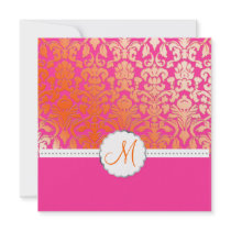 PixDezines Flora Damask/Orange+Pink/customizable Invitation