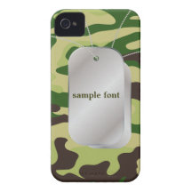 PixDezines Forest Green Camo+Dog+Tags iPhone 4 Covers