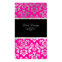 PixDezines Haute Coutour Damask, Faux Silver Business Cards