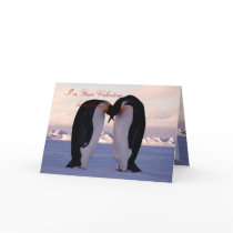PixDezines Kissing Emperor Penguin Valentine's Greeting Card