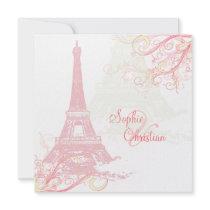 PixDezines La Tour Eiffel + swirls Custom Invitations