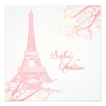 PixDezines La Tour Eiffel + swirls Custom Invitations