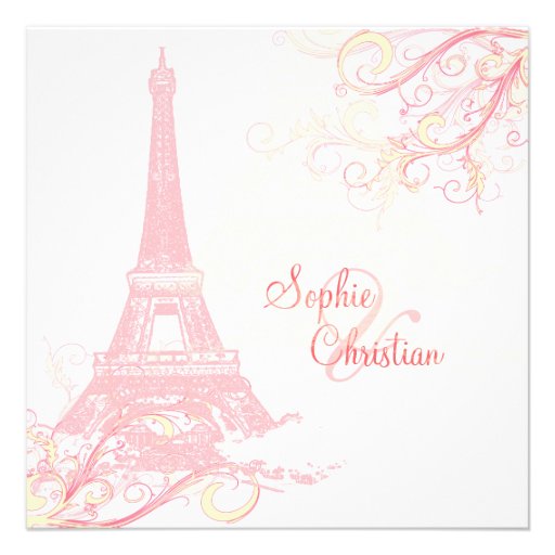 PixDezines La Tour Eiffel + swirls Custom Invitations