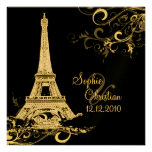 PixDezines La Tour Eiffel+Swirls Personalized Invitation