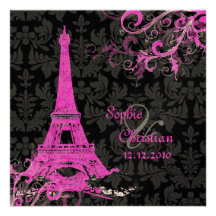 PixDezines La Tour Eiffel+Swirls Invite