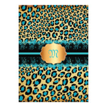 PixDezines lace+leopard spots/teal+black Custom Invite