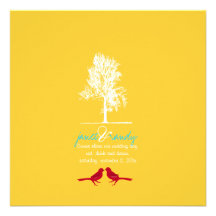 PixDezines Love Birds, Red, Oak Tree/DIY colour! Personalized Invitation