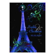 PixDezines Paris La Nuit, eiffel tower Personalized Invitations