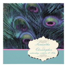 PixDezines Peacock Feather Personalized Invites