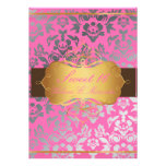 PixDezines Pink Damask/Sweet 16/tiara/diy colours Personalized Invitations
