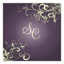 PixDezines plum+cream swirls Custom Invitation