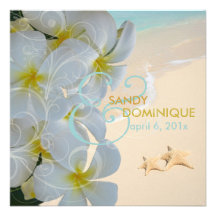 PixDezines Plumeria Lei /beach/starfish tropical Custom Invite