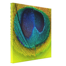 PixDezines Psychedelic Peacock, neon green, canvas Gallery Wrap Canvas