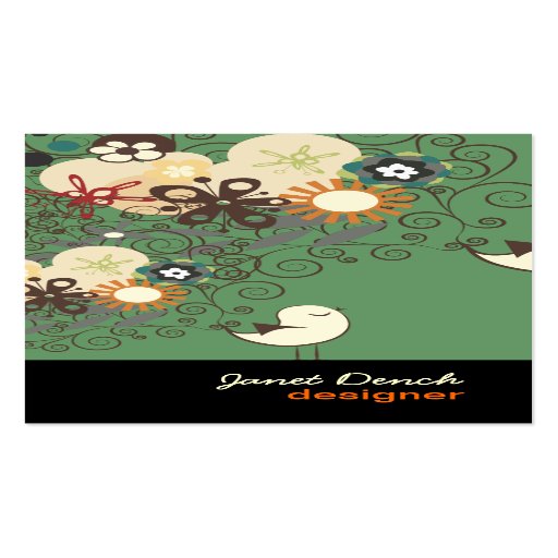 PixDezines Retro Chicks+Spirals/DIY colours! Business Card Template
