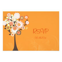 PixDezines Retro Tree/ autumn / fall wedding Invitations