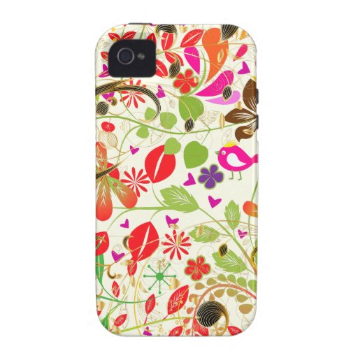 PixDezines Retro Tree/DIY background colour Vibe iPhone 4 Cover