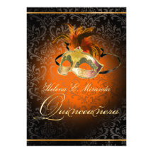PixDezines Rossi Damask/Masquerade/DIY/Orange Invite