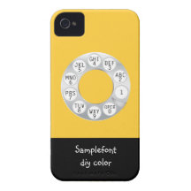 PixDezines rotary phone/white dial/DIY background iPhone 4 Cover
