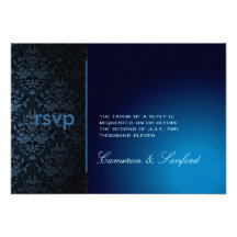 PixDezines RSVP Bijoux Damask/sapphire Custom Invitations