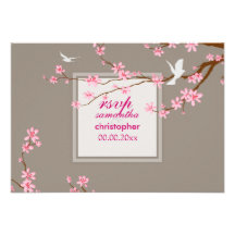 PixDezines rsvp Cherry blossom/diy background Custom Invitation