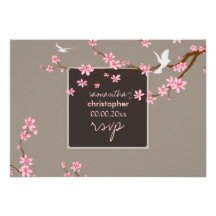 PixDezines rsvp Cherry blossom/diy background Custom Announcements