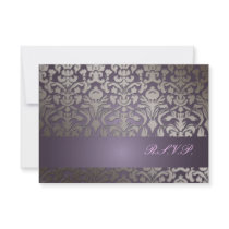 PixDezines rsvp Flora Damask/ plum Personalized Announcement