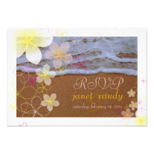 PixDezines rsvp hula dream/beach+plumeria Personalized Invites