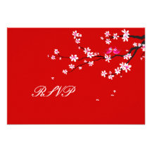 PixDezines rsvp Love Birds+Red Cherry/diy colour Custom Invitations