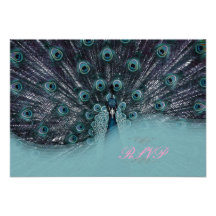 PixDezines rsvp Peacock Feather Personalized Announcement