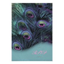 PixDezines rsvp Peacock Feather Custom Announcement
